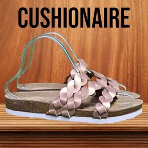 CUSHIONAIRE | LUCY GENUINE CORK BED BRAIDED LEATHER SANDLAS - NWOT!